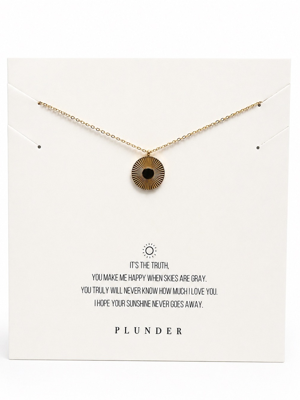 Gold Sunburst Pendant Necklace w/ Meaning Card | Minimalist Jewelry | NEW